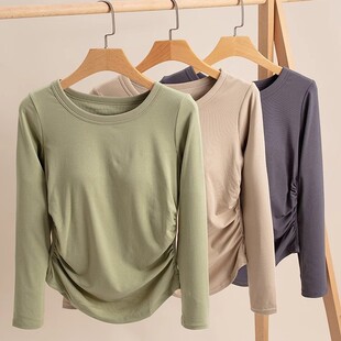 Women's Spring and Autumn Thin Slim-fit Inner Long-sleeved T-shirt with Chest Pad