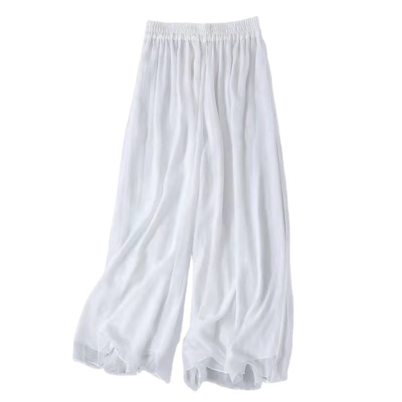 (2개) CULOTTES 골동품 넓은 다리 여름 여성의 얇은 캐주얼 높은 허리 느슨한 2023 새로운 스타일 춤 바지
