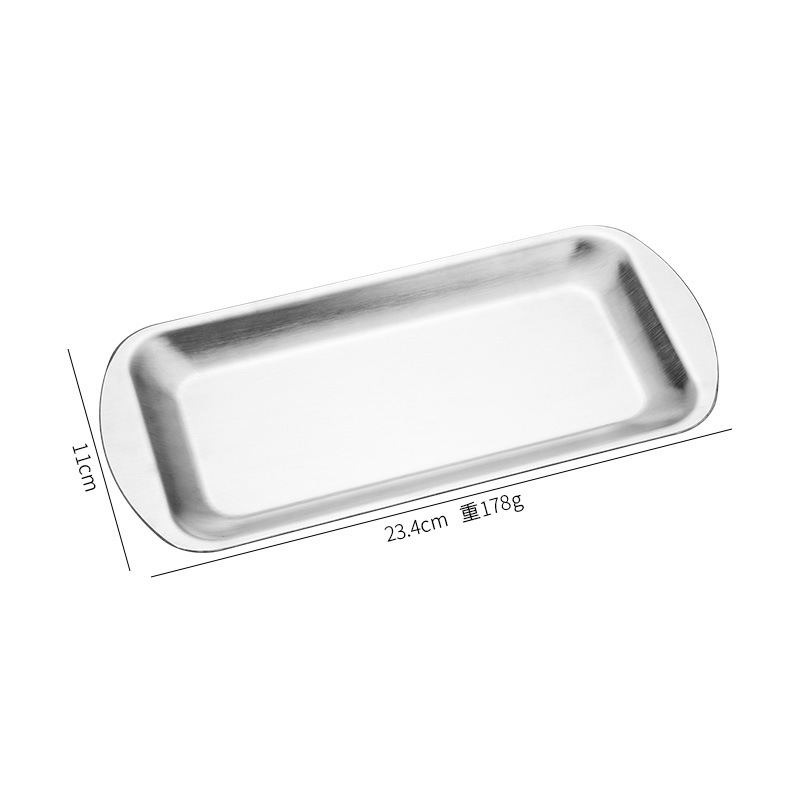 Coreano 304 placa de acero inoxidable placa rectangular engrosada Placa de sushi esmerilado dorado plato de postre Placa de barbacoa Zibo