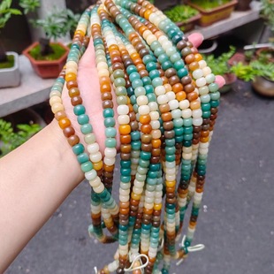 Natural Bodhi root loose beads 108 beads Dunhuang green mans treasure beads long bracelet jewelry wholesale