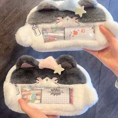眠そうな子猫ぬいぐるみ学生鉛筆バッグイン高価値大容量かわいいウィンドウ文具収納袋学生用