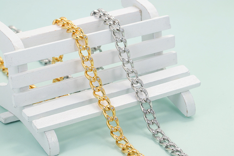 Zircon Inlay Material Bracelets Classification Hip-hop Punk Copper Inlaid Zircon Geometric Thick Beacelet Wholesale