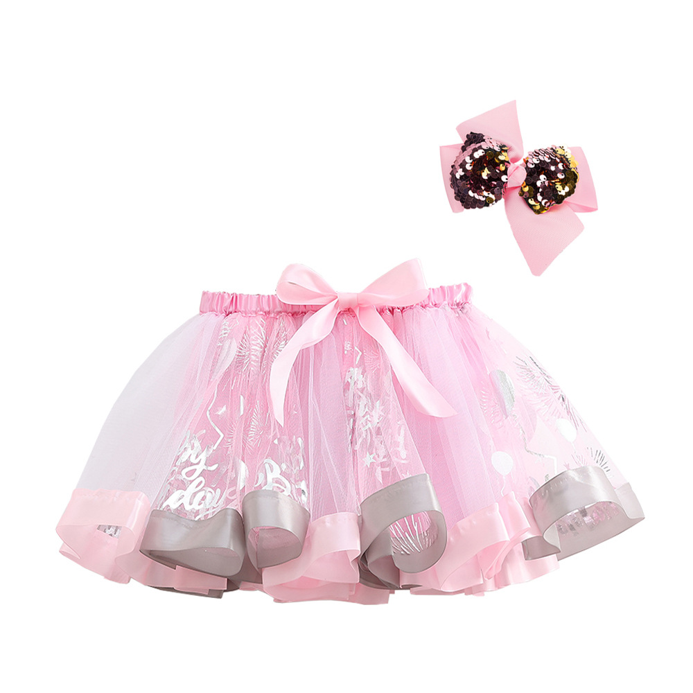 Mejorada y forrada falda de arco iris de malla falda de niñas para la falda de tutú de tocado gratis falda de niñas europeas y americanas al por mayor