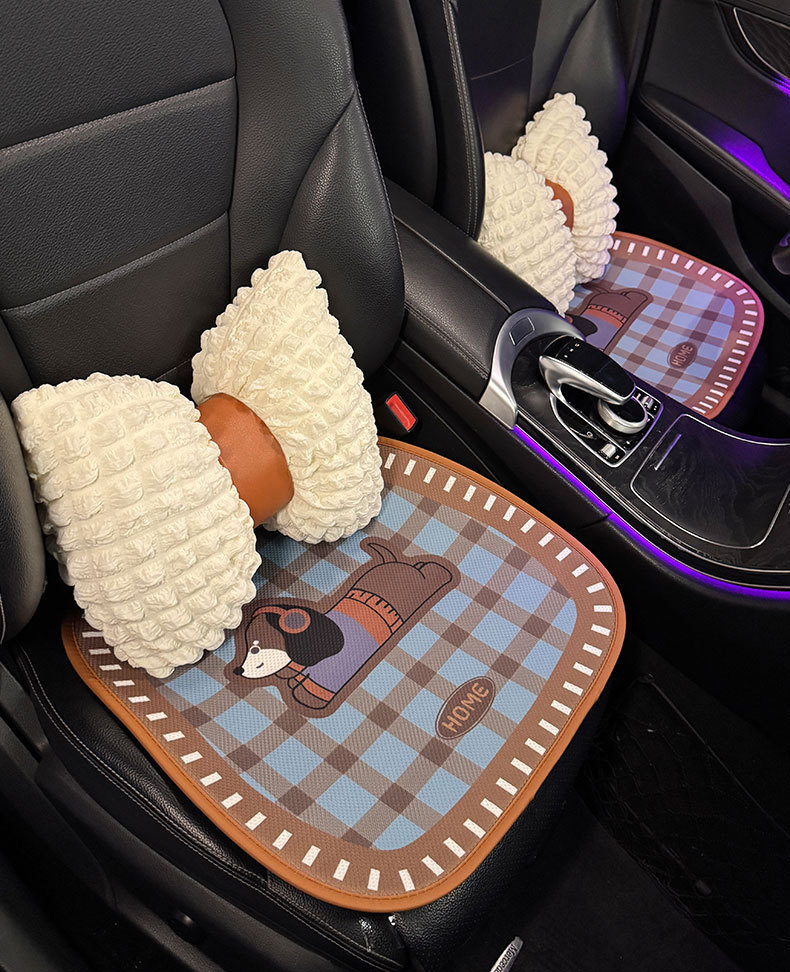 Car Cushion Four Seasons Universal Women's Seat Cushion Summer Breathable Cute Seat Cover High-end Half-bag New Seat Cover
