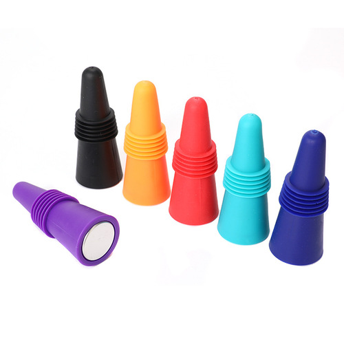 Wholesale Manufacturer Creative Food Silicone Stainless Steel Red Wine Stopper Conical Kitchen Beer Seasoning Bottle Stopper with LOGO Printing