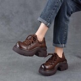 以一 Высокая обувь на платформе для кожаной обуви в английском стиле, подходит для подростков, в британском стиле