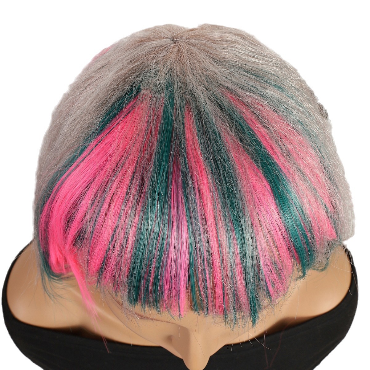 Transfronterizo nuevo gris rosa mezcla gradiente largo recto 12 pulgadas sin encaje pelo recto europeo y brasileño peluca