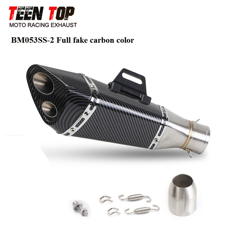 Motorcycle Modified Yoshimura Double Outlet Triangular Oblique Exhaust Pipe 400Nk 650Nk Z750 Universal Tail Section 51mm