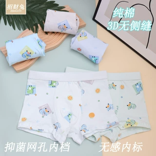 儿童内裤男彩纱纯棉中大童平角小学生四角卡通抑菌内裤3-12岁批发