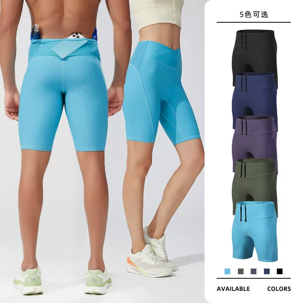 Spring New Men's and Women's High Elastic Multi-Pocket High Waist Compression Pants Outdoor Running Fitness Yoga Pants