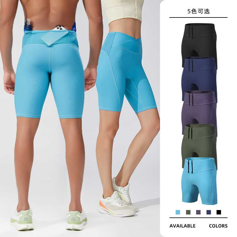 Spring New Men's and Women's High Elastic Multi-Pocket High Waist Compression Pants Outdoor Running Fitness Yoga Pants