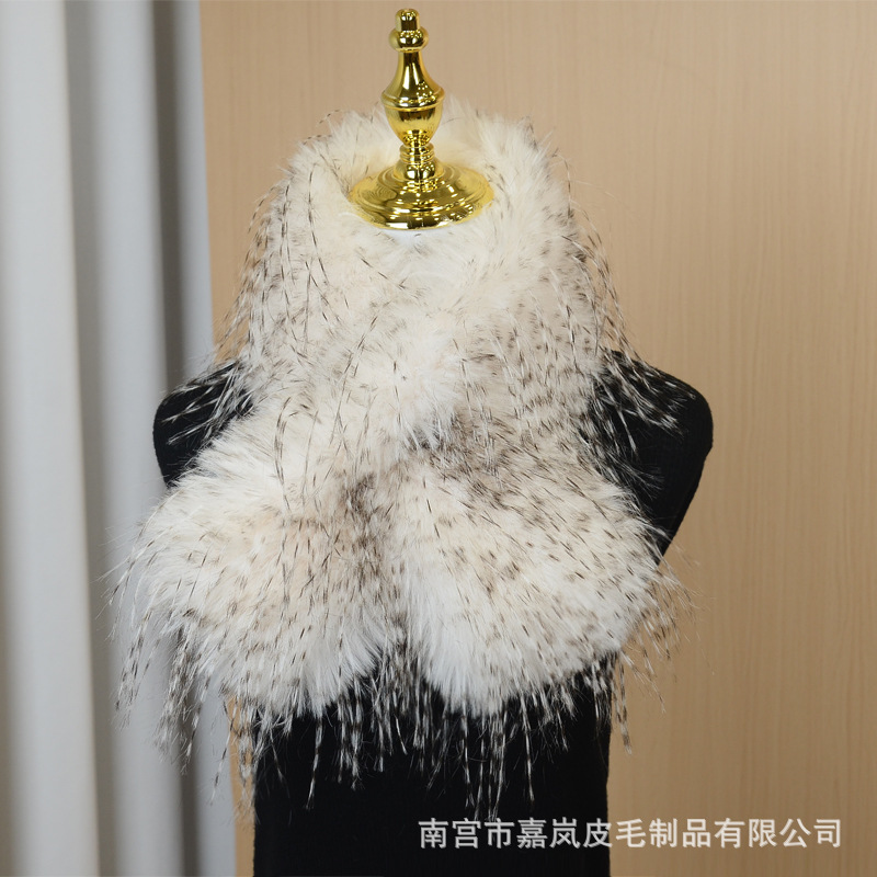 仿貉子毛围脖小众个性辣妹秋冬保暖围巾时尚百搭毛绒双层加厚围巾