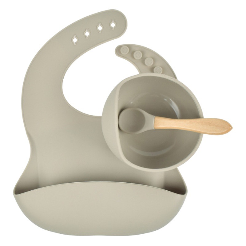 Vajilla para niños Bebé de silicona para comer Bebé de silicona Suplemento de alimentos Tazón de tenedor Juego de cucharas Suplemento de alimentos para bebés Vajilla de tres piezas