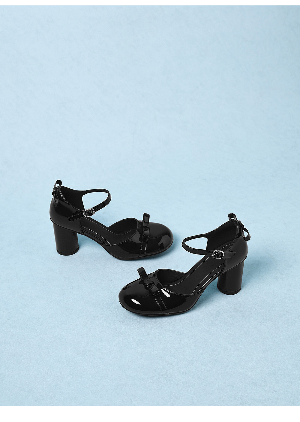 Sandal cao gót nữ mũi tròn bít kiểu Pháp, quai ngang khóa một chữ, gót vuông ổn định — màu đen, Rượu vang đỏ, màu mơ chi tiết 25