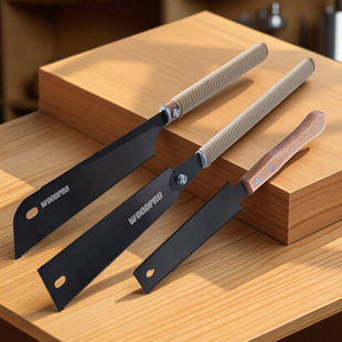 Rattan Handle Woodworking Saw Double-Edged Saw Clamp Back Saw Japanese Sk5 Manual Saw Tenon Saw Cutting Cross-Section Saw Double-Sided Saw