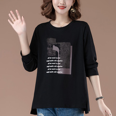 純綿長袖Tシャツ 女性用 ママ向け 若見えトップス 高級婦人服 春物 綿100% ぽっちゃりさん向け お腹カバー おしゃれ