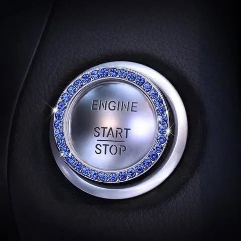 Coche de gama alta de un solo clic inicio anillo decorativo botón de inicio con pegatinas taladro pegatinas anillo de encendido pegatinas suministros de decoración del coche