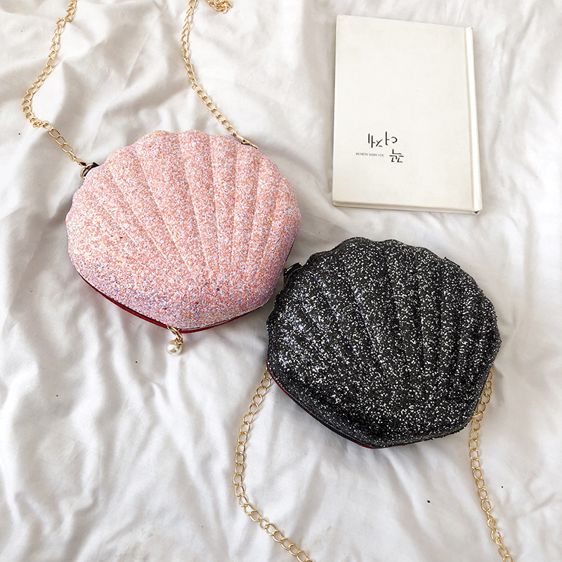Factory wholesale popular women's bag new autumn and winter sequin shell bag ins super hot Net red chain shoulder messenger bag