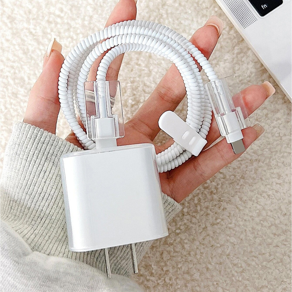 Funda protectora para cargador con diseño de amor transfronterizo de 20W, compatible con el cable de datos del Apple iPhone 16/15 y protector de cable para 14 Plus