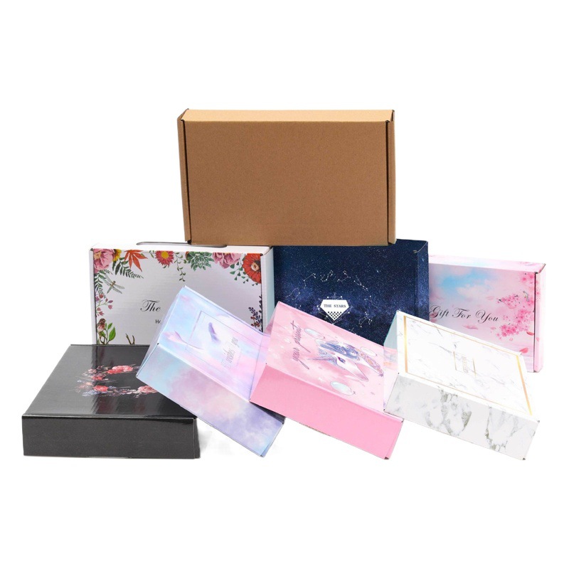 Caja de avión de color en stock Caja de color de avión corrugado Kraft ropa al por mayor ropa interior joyería color impresión embalaje cartón