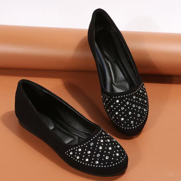 跨境韩版新款大码平底水钻浅口单鞋女外贸圆头工作瓢鞋Nude shoes|undefined