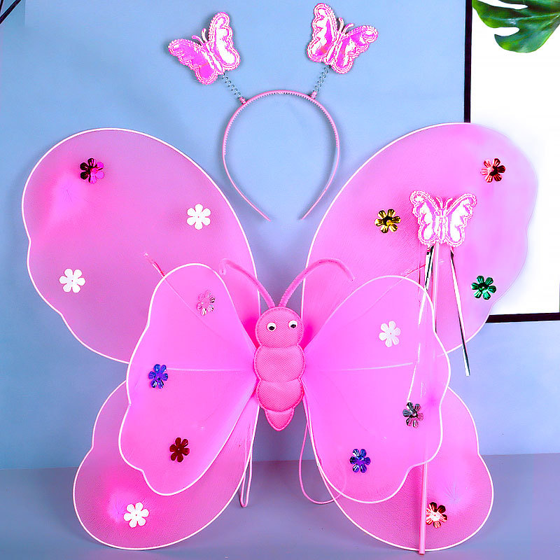 Set de Alas de Mariposa Luminosas Set de 3 Piezas de Poliéster, Luminoso para Día del Niño y Cosplay