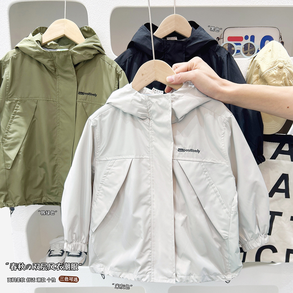 Children's autumn soft travel jacket for boys with hood