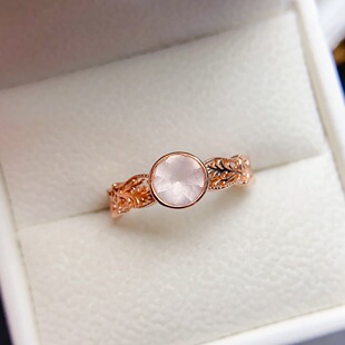 Factory wholesale explosions natural pink crystal ring S925 silver inlaid main stone 6*6 selling Europe and the United States a generation
