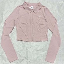 秋冬短款运动长袖女翻领拉链休闲健身上衣户外训练高尔夫外套新款