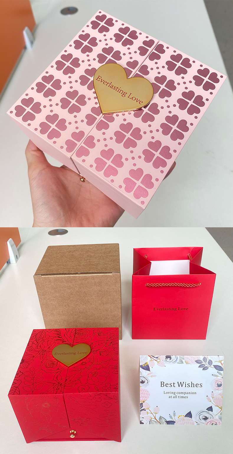 Elegant Style 1 Piece Soap Flower Elegant Date Heart Shape Jewelry Boxes