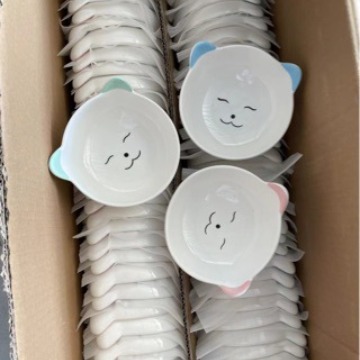 卡通陶瓷猫碗猫咪食盆猫咪粮碗狗盆狗碗饮水碗双碗宠物用品陶瓷碗