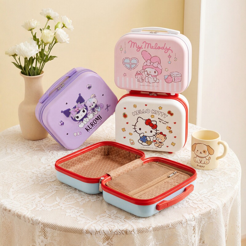 Genuine Sanrio Travel Portable Makeup Case Suitcase Small Mini Hello Kitty Storage Box Jewelry Box Gift Box