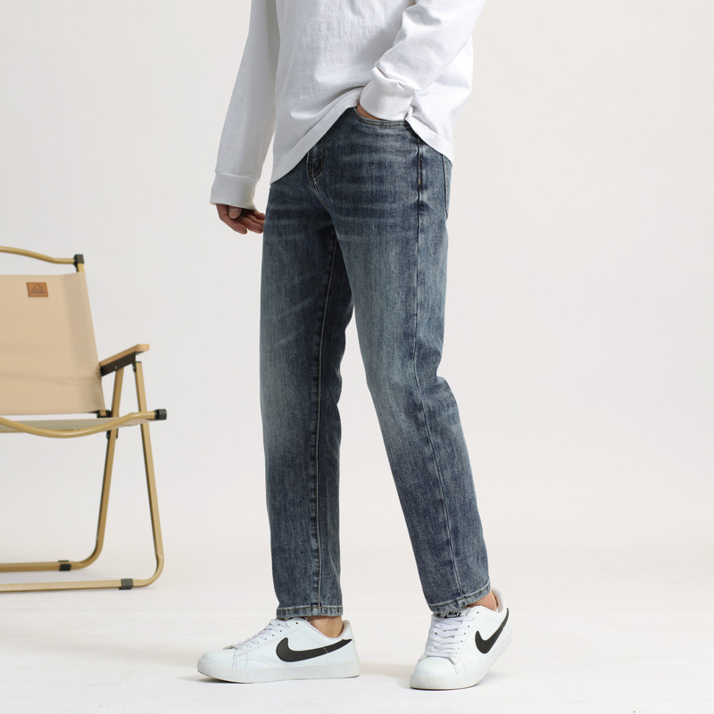 New Spring and Autumn Men's Jeans Fashion Brand Casual Elastic Loose Straight Trendy Jeans for Men