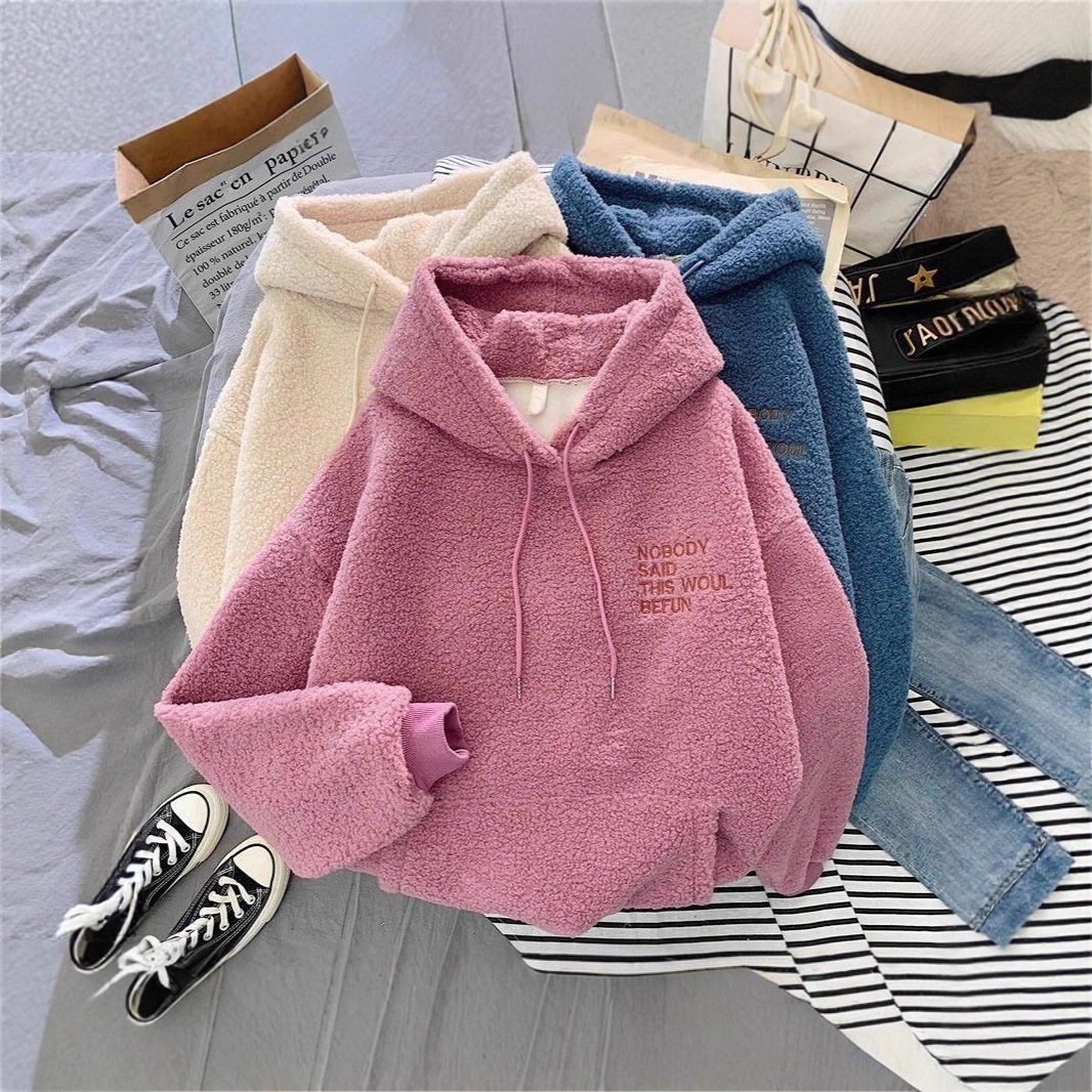 Autumn and Winter Faux Lamb Wool Fleece Thickened Sweatshirt 2026 New Korean Style Loose Jacket Top Trendy Ins
