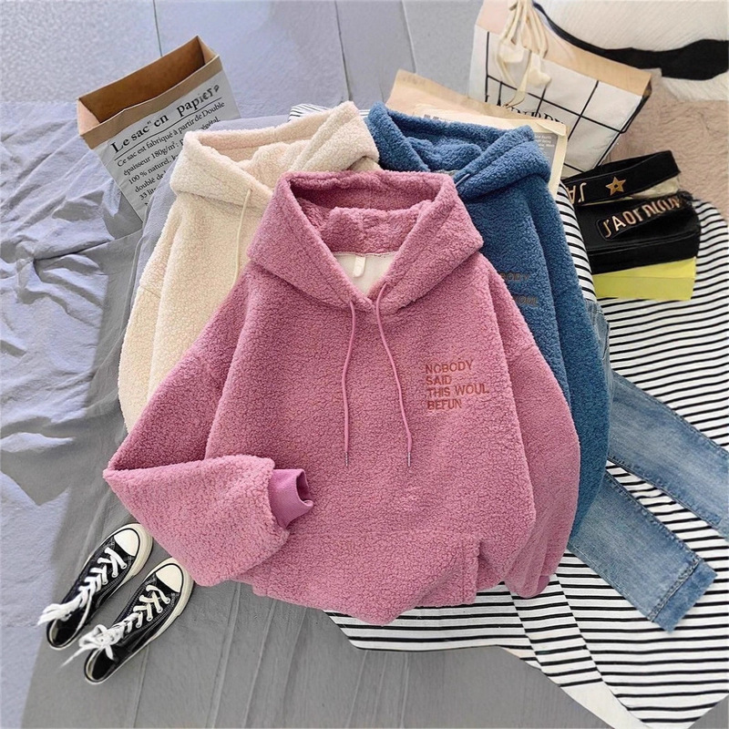 Autumn and Winter Faux Lamb Wool Fleece Thickened Sweatshirt 2026 New Korean Style Loose Jacket Top Trendy Ins