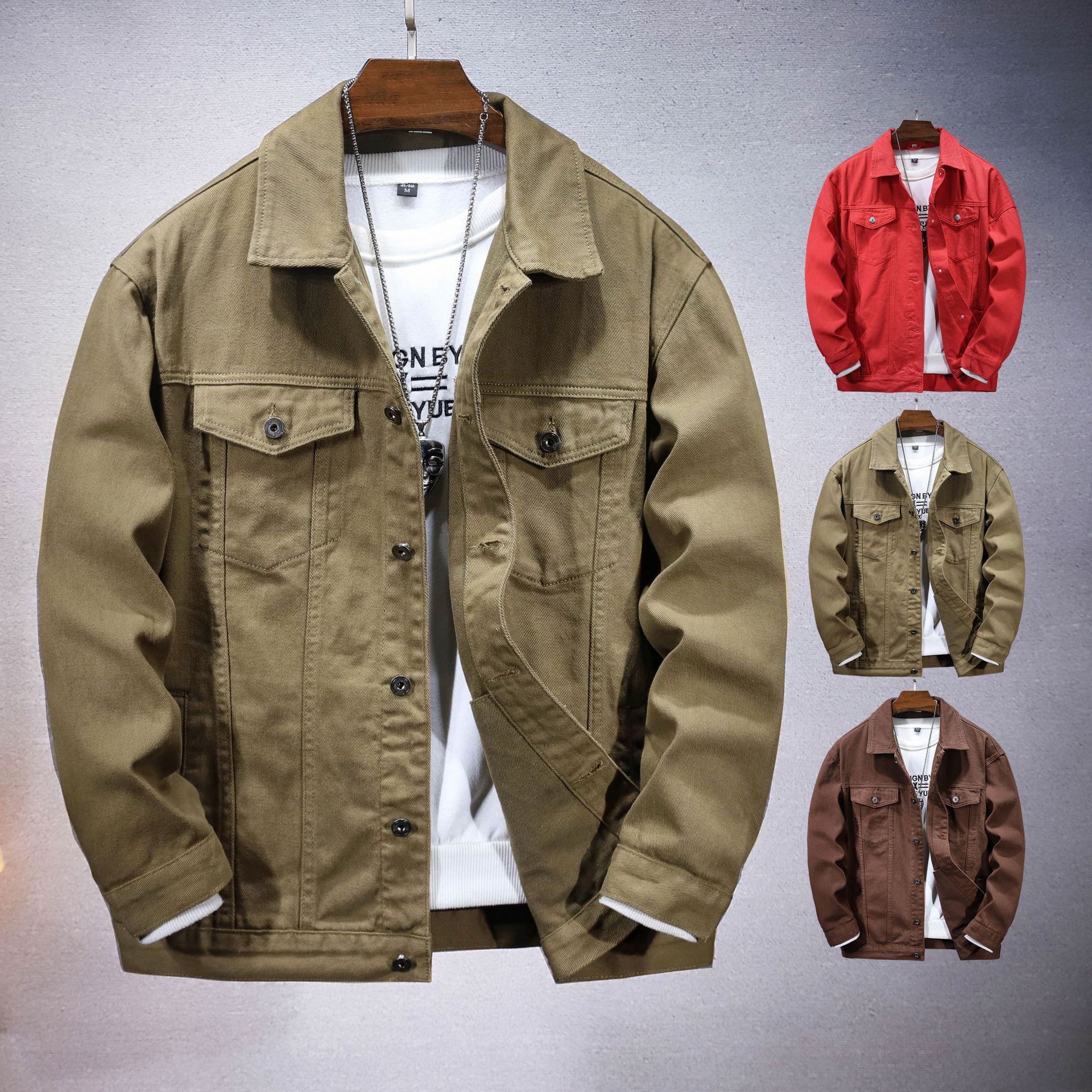 Nueva chaqueta de mezclilla casual 2023 otoño hombres y mujeres mismo color sólido ropa gota hombro suelta Denim abrigo moda