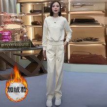 欧货加绒卫衣套装女秋冬2023新款时尚洋气减龄休闲运动两件套显瘦