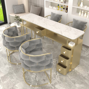 Manicure Table and Chair Set Single, Double and Three Person Internet Celebrity Marble Manicure Table Full Set Manicure Table Manicure Shop Table and Chairs