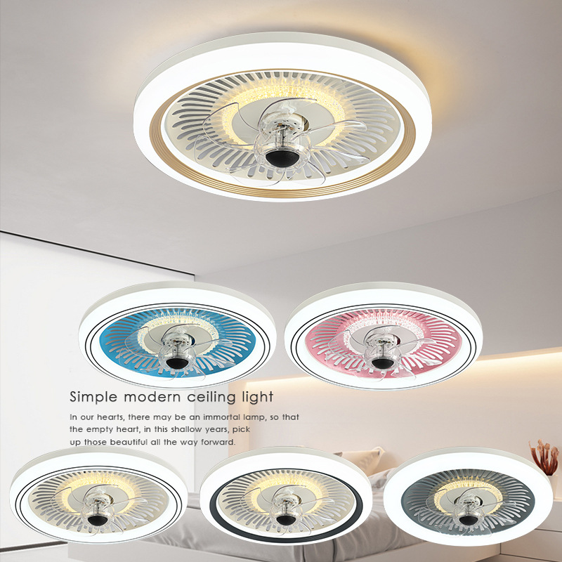 New-style fan-and-light ceiling lamp for bedrooms&mdash;minimalist design with built-in electric fan, adjustable-angle frequency-control ceiling light for studies, manufacturer-direct cross-border product