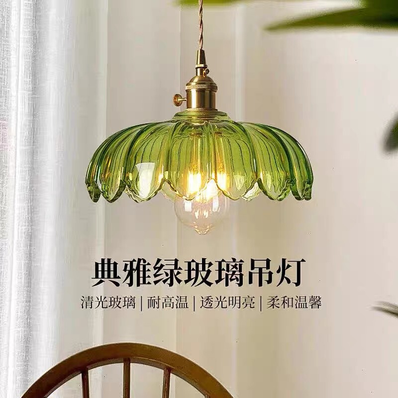 Retro Green Old Shanghai Floral Chandelier, American-Style Candle Luxury Bedside Lamp, Dining Room Bar Counter, Entrance Hallway