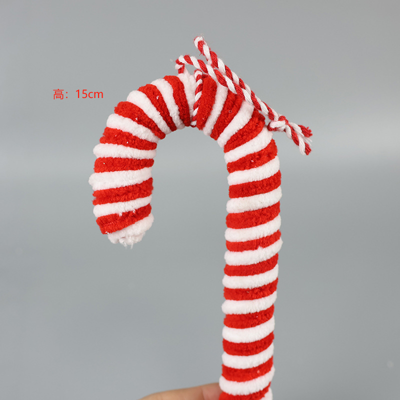 Navidad franela a rayas rojas y blancas bola de Navidad bastón caramelo árbol de Navidad decoración colgante accesorios accesorios adornos