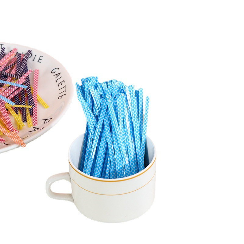 Color Polka Dot tie alambre hornear lazo de sellado 6 regalo de color recubierto de plástico tira de lazo cuerda de lazo de pan 10cm Alambre de hierro