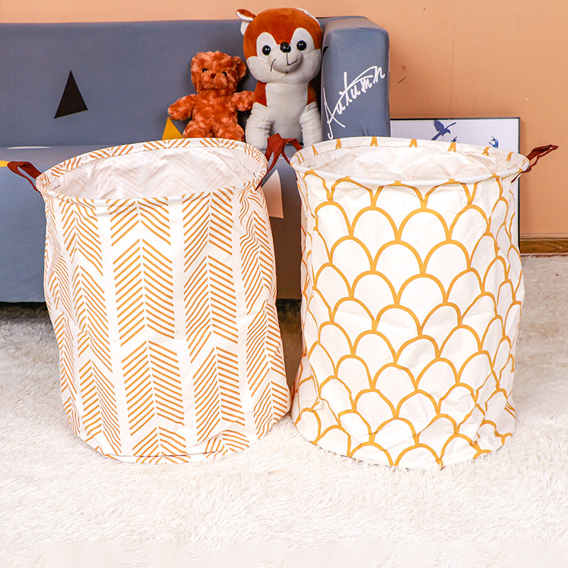 Cesta de ropa de algodón para el hogar cesta de almacenamiento de artículos diversos de tela simple cesta de lavandería grande plegable