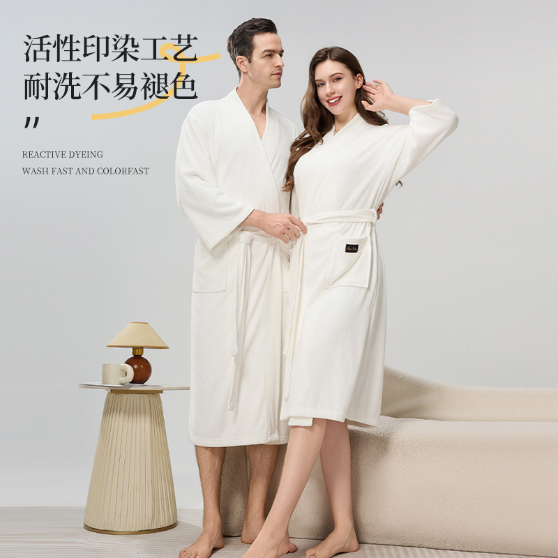 Towel Material Bathrobe Couple Nightgown Star Hotel Beauty Salon Same Style Bathrobe Men and Women Robe Pajamas Home Clothes