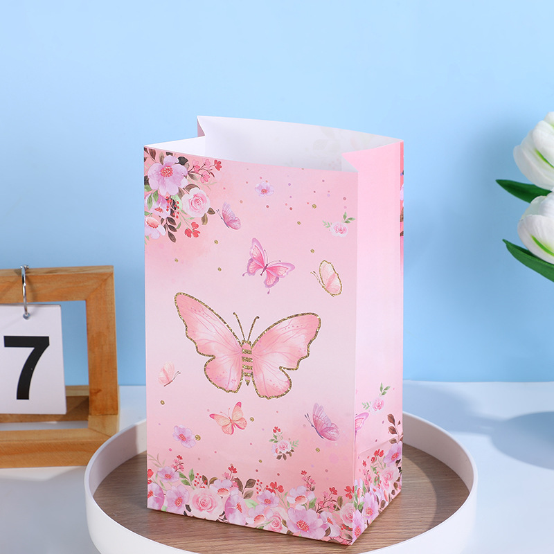 Rosa mariposa impresa bolsa de papel de regalo romántico creativo regalo de vacaciones bolso de embalaje de regalo rectangular image 9