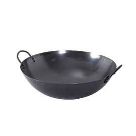 厂家直销双耳铁锅老式饭店厨师圆底无涂层炒锅熟铁锅农村酒席铁锅