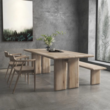 北欧全实木餐桌简约现代长方形家用书桌复古设计师原木饭桌工作台