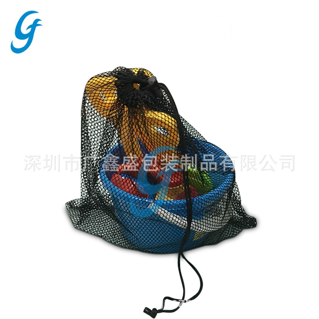 批发厂家制作夏季沙滩球儿童玩具收纳网格袋束口抽绳玩具整理袋