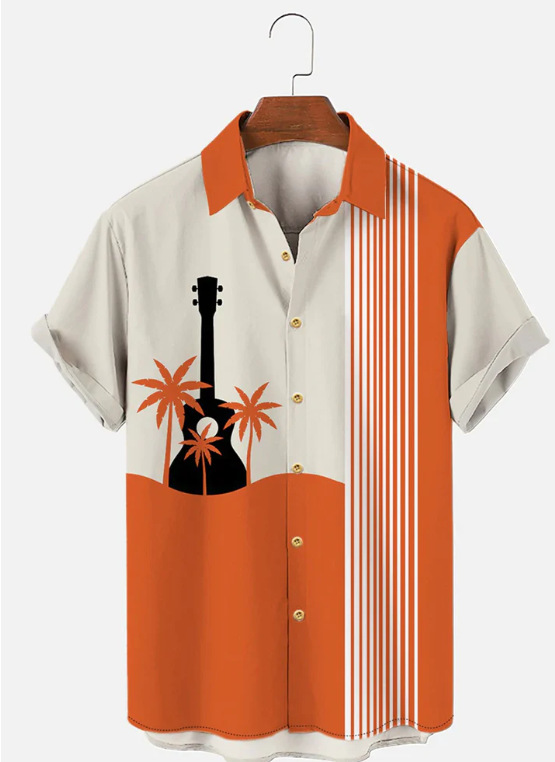 Trend de moda para hombres transfronterizos Camisa de manga corta hawaiana Camisa estampada digital 3D Transfronteriza Amazon