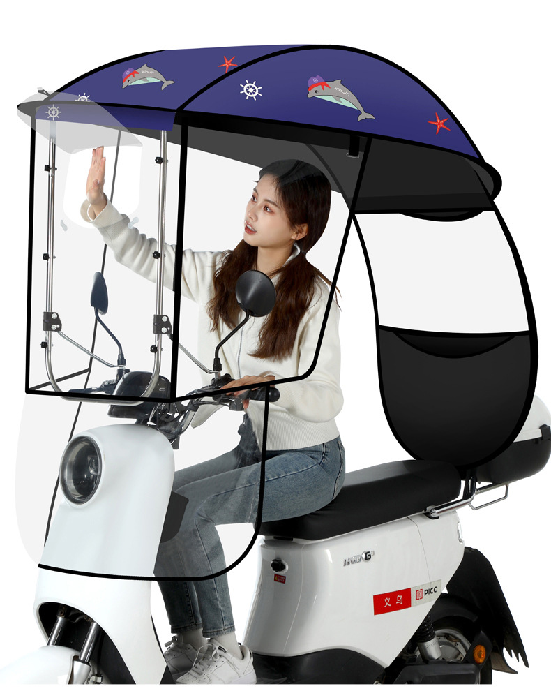 Electric Scooter Rain Canopy Detachable New Model Rainproof Windproof Sunshade Umbrella Canopy Safety Reinforced Thickened